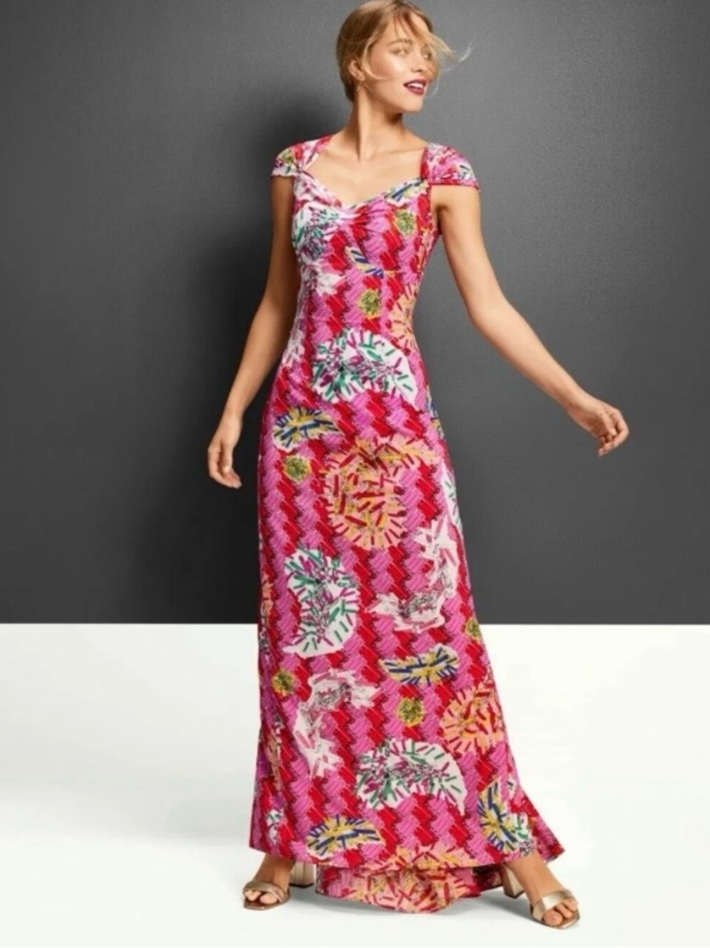 Zac Posen x Target Pink Safety Pin Maxi Dress Sweet Heart Neck Open Back Size